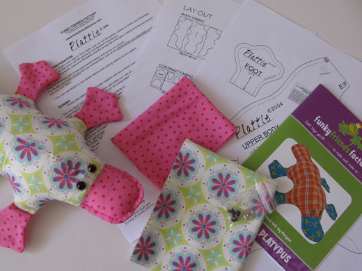 Platypus toy sewing craft kit pink