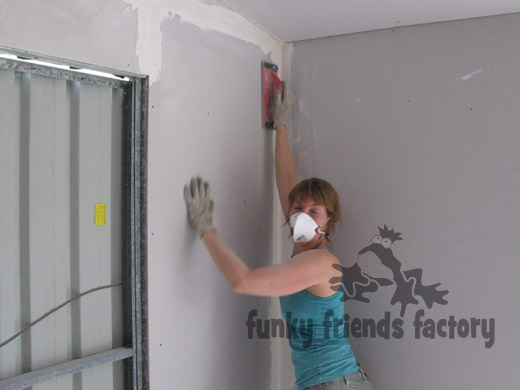 sewing room renovation - plastering