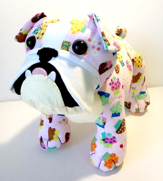 Bulldog pink fabric made by Korina - Pauline McArthur - Funky Friends Factory