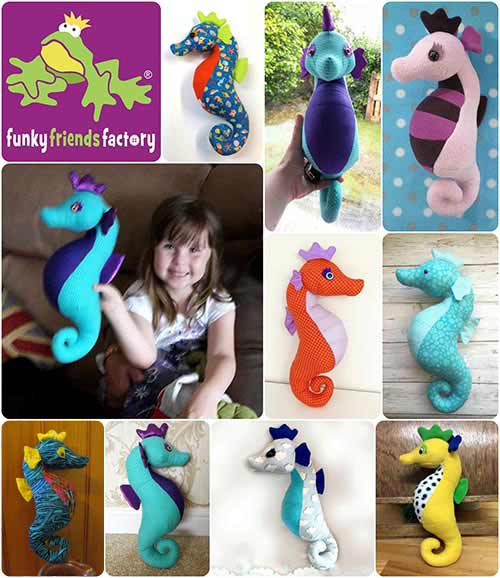 Seahorse fabric collage