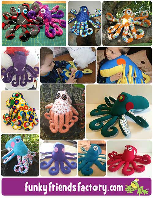Octopus toys collage
