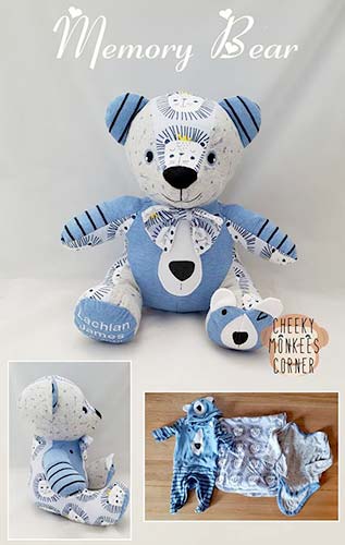 Memory Bear sewn by CheekyMonkeesCorner