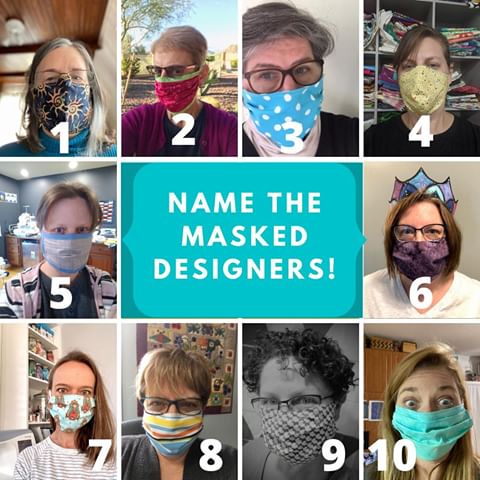 Designers sewing fabric masks