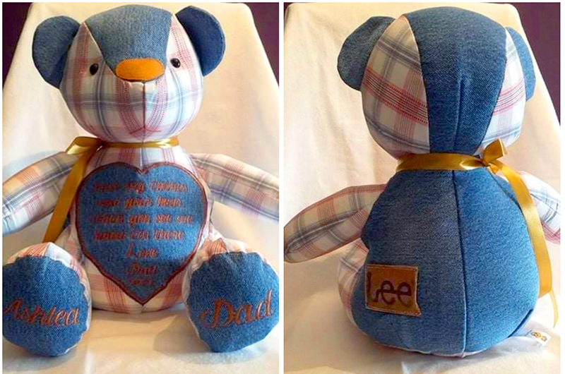 memory bear sewn in demnim - angierobertson