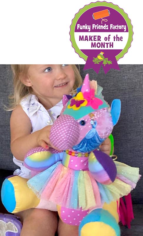 Kelsey keepsake Unicorn Pattern sewn by Jan Mitchell