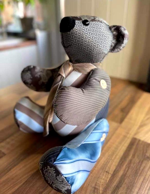 Memory Bear pattern sewn from neck ties by LisaArmstrong