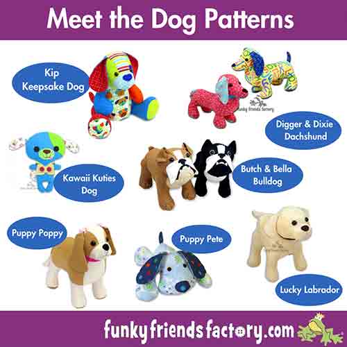 The best dog sewing patterns for plush toys, memory toys, keepsakes & beginners!