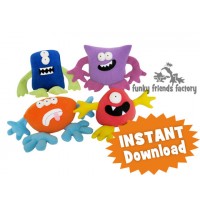 Monsters Mix & Match Plushies Sewing Pattern INSTANT DOWNLOAD